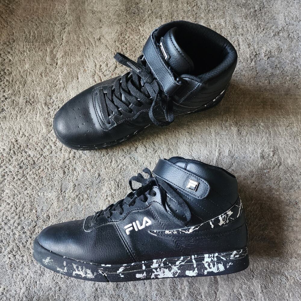 Fila Vulc 13 Mid Plus Men Size 8 Black White Marble High Top Sneakers Shoes